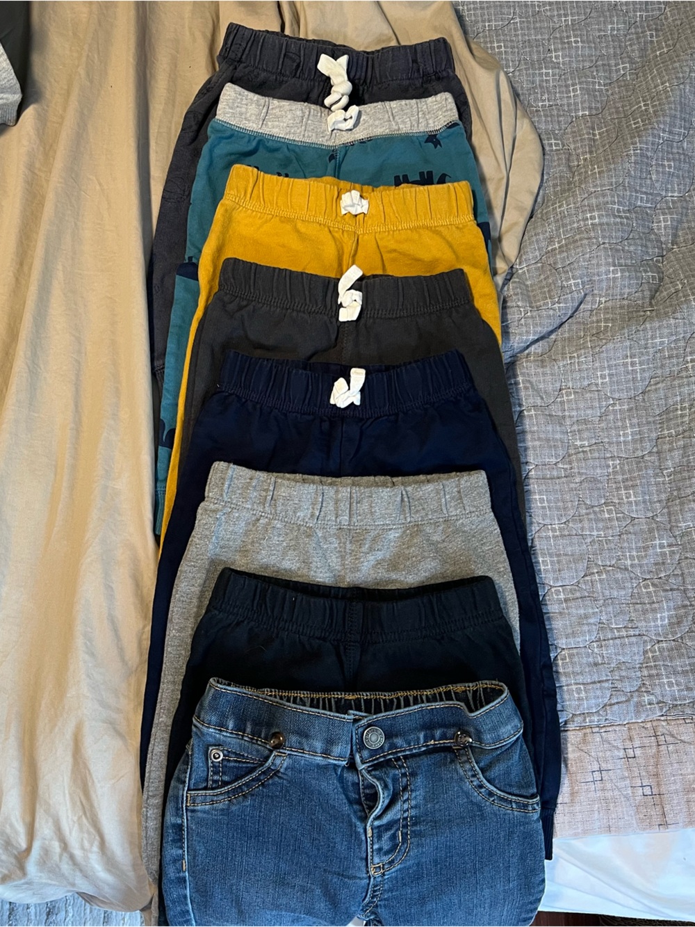 Kids Elastic-Waist Casual Bottoms - Navy, Gray, Yellow, Teal, Denim